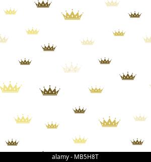 Princess Crown. Seamless repeating pattern. Diadem princess isolated on white background. Vector illustration. Stock Vector
