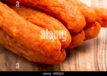 Polish kabanos sausages bought from a Polish delicatessan, Dorset UK. Stock Photo