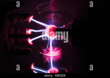 Electricity fire-ball. Abstract photo of electric waves. Static electricity