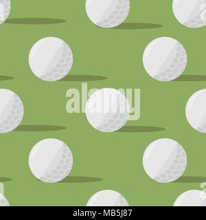 Golf balls. Seamless pattern on a green background. Vector EPS10 illustration Stock Vector