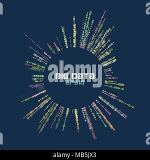 Circle bigdata abstract vector background. Digital columns of information. Big data concept Stock Vector