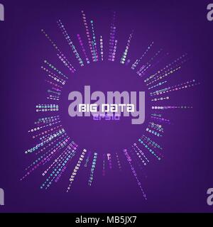 Circle bigdata abstract vector background. Digital columns of information. Big data concept Stock Vector