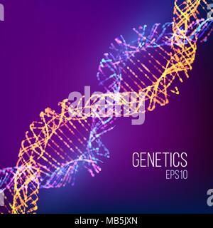 Abstract illustration with blue dna for medical design. Genome vector illustration. Science background. Abstract vector dna structure background. Stock Vector
