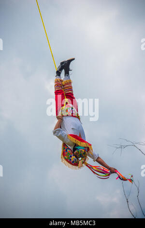 Otomi people perform the traditional Dance of the Flyers. An ancient ...