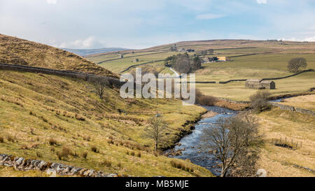 Beautiful scenic views in the Swaledale valley from the B6270 near Keld, Yorkshire Dales, UK