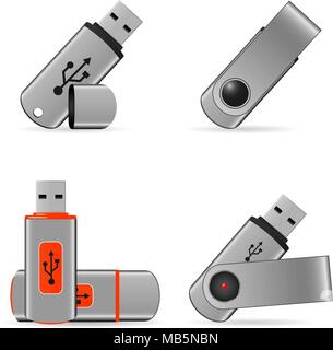Flash drives vector icons set Stock Vector