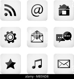 Contact buttons set, e-mail icons Stock Vector