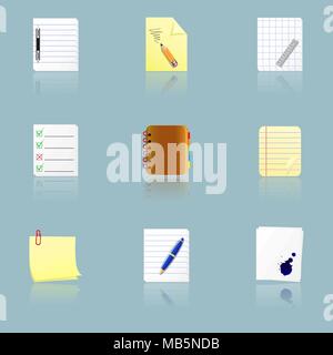 Documents and paper vector icon set Stock Vector