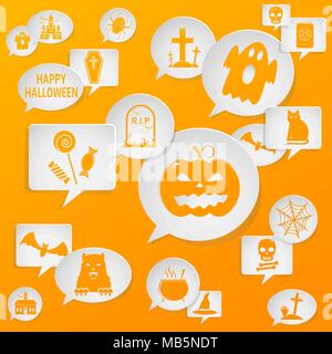 Speech bubbles with Halloween symbols. Vector background Stock Vector