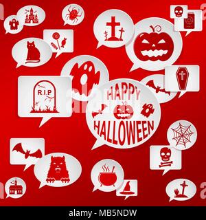 Speech bubbles with Halloween symbols. Vector background Stock Vector