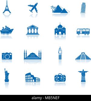 Travel and landmarks icons Stock Vector