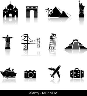 Travel and landmarks icons Stock Vector