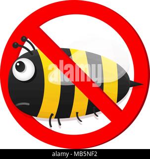 No bee sign isolated on white background Stock Vector