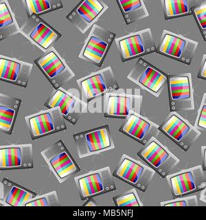 Tv retro seamless pattern. Colorful abstract vector background. Stock Vector