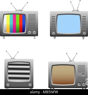 Vector retro tv icons set Stock Vector