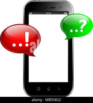 Smart-phone with question and answer speech bubbles Stock Vector