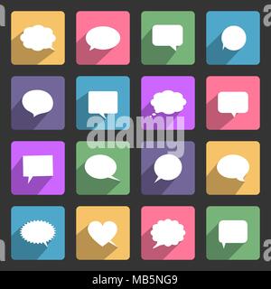 Speech bubbles vector flat icons set Stock Vector