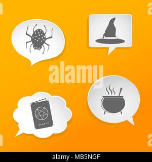 Speech bubbles with Halloween symbols Stock Vector