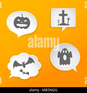 Speech bubbles with Halloween symbols Stock Vector