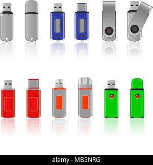 Vector USB flash drive icons Stock Vector