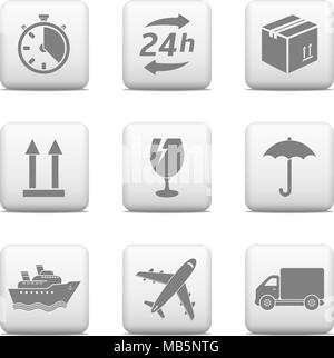 Logistic web buttons. Delivery icons Stock Vector