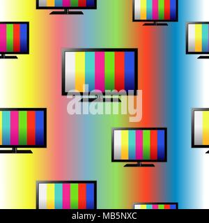 Tv seamless pattern, colorful no signal background Stock Vector