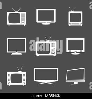Various TV icons on grey background Stock Vector
