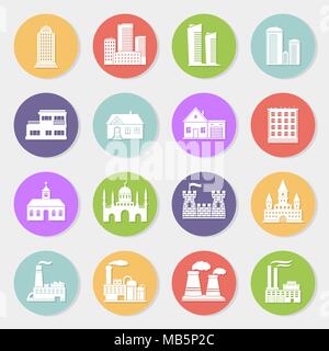 Vector Buildings Set. Flat Design Houses set Isolated on White ...