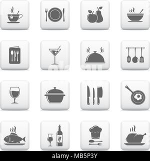 Cooking & kitchen icons, vector web buttons Stock Vector