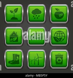 Eco app buttons Stock Vector