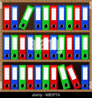 File folders standing on the shelves Stock Vector