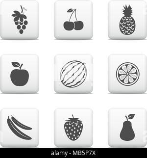 Vector fruit icons, web buttons Stock Vector