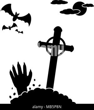 Zombie hand coming out of his grave Stock Vector