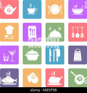 Cooking and kitchen icons, flat design vector Stock Vector