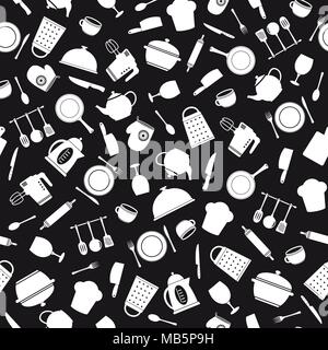 Vector seamless pattern of kitchen tools. Stock Vector