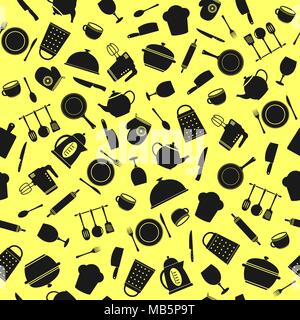Kitchen utensils. Seamless pattern. Stock Vector