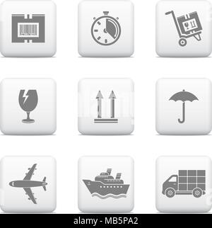 Logistic web buttons. Delivery icons Stock Vector