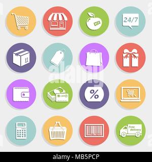 Flat icons set - sales and retail Stock Vector