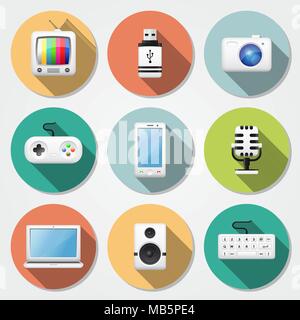 Multimedia flat icons Stock Vector