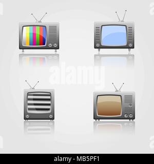 Retro TV icons set Stock Vector