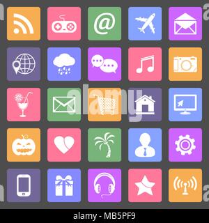 Set of social media icons, flat design vector Stock Vector