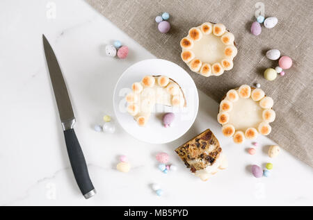 Homebaked mini simnel cakes. Stock Photo
