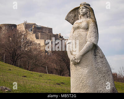 Statue of a woman near the Devin castle, Bratislava, Slovakia. Stock Photo