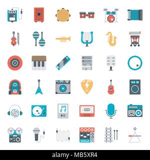 music icon set, isolated on white background Stock Vector