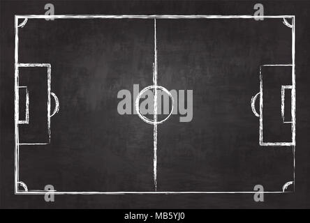 Realistic illustration football or soccer field on chalkboard texture background . Image for international world championship tournament 2018 concept  Stock Photo