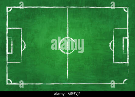 Realistic illustration football or soccer field on chalkboard texture background . Image for international world championship tournament 2018 concept  Stock Photo