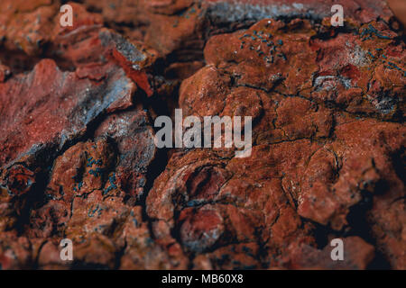 Surface of the planet mars. Red colour of the ground with details, minerals and living organisms on it. Stock Photo