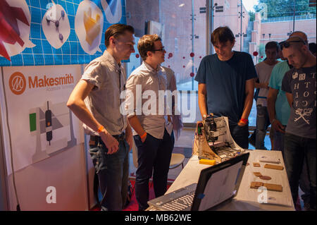 Rome. Maker Faire European Edition, Auditorium Parco della Musica. Makesmith, CNC router computer controlled cutting machine. Italy. Stock Photo