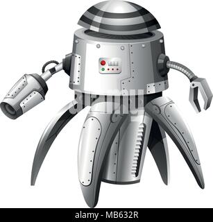 An  illustration of a grey robot Stock Vector
