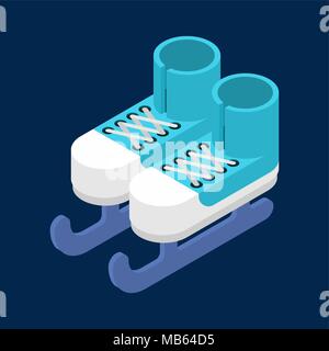 Skates isolated isometric style. shoes for ice skating. Stock Vector